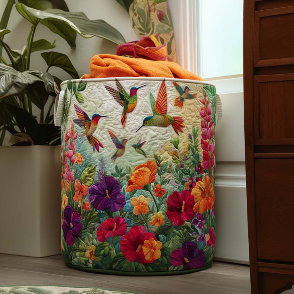 Flutter & Bloom quilted laundry basket