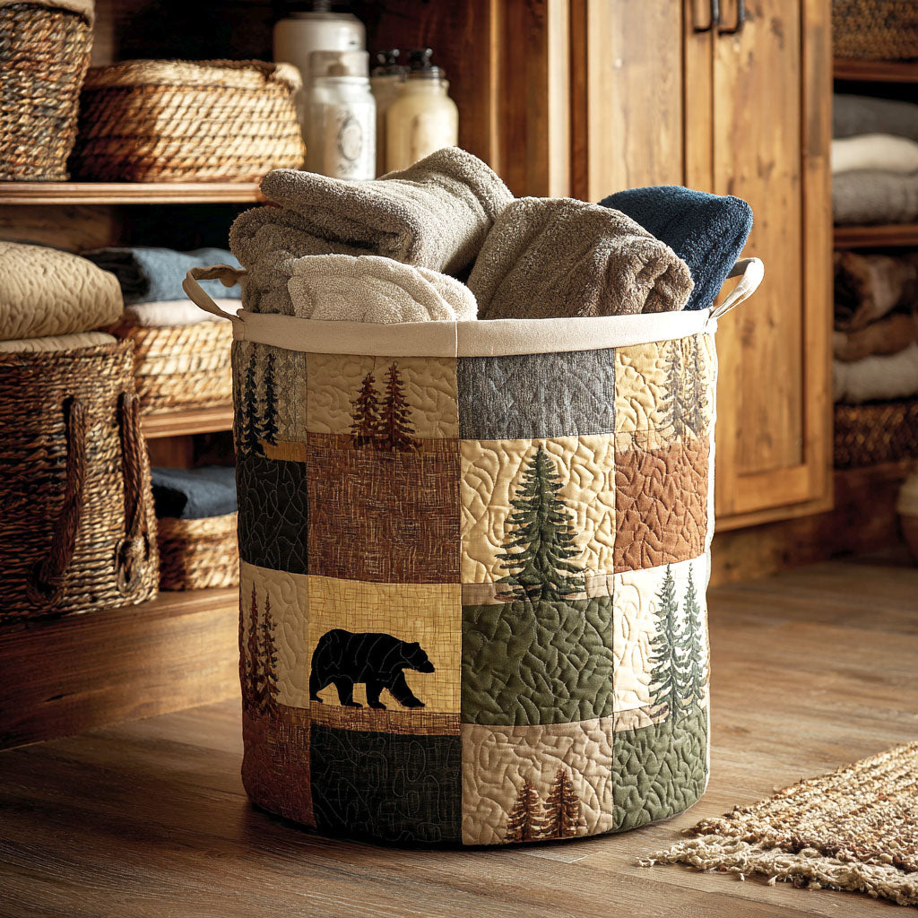 Woodland Patch quilted laundry basket