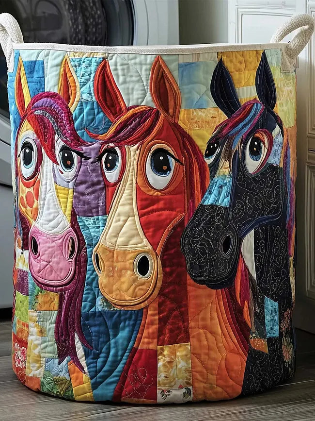 Whimsical Horse quilted laundry basket