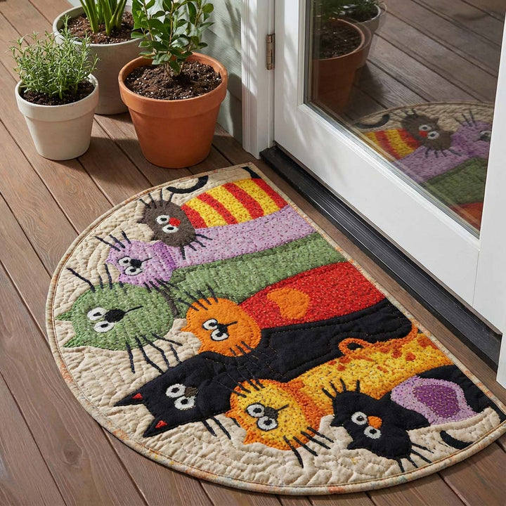 Friendly Cat Quilted Welcome Mat