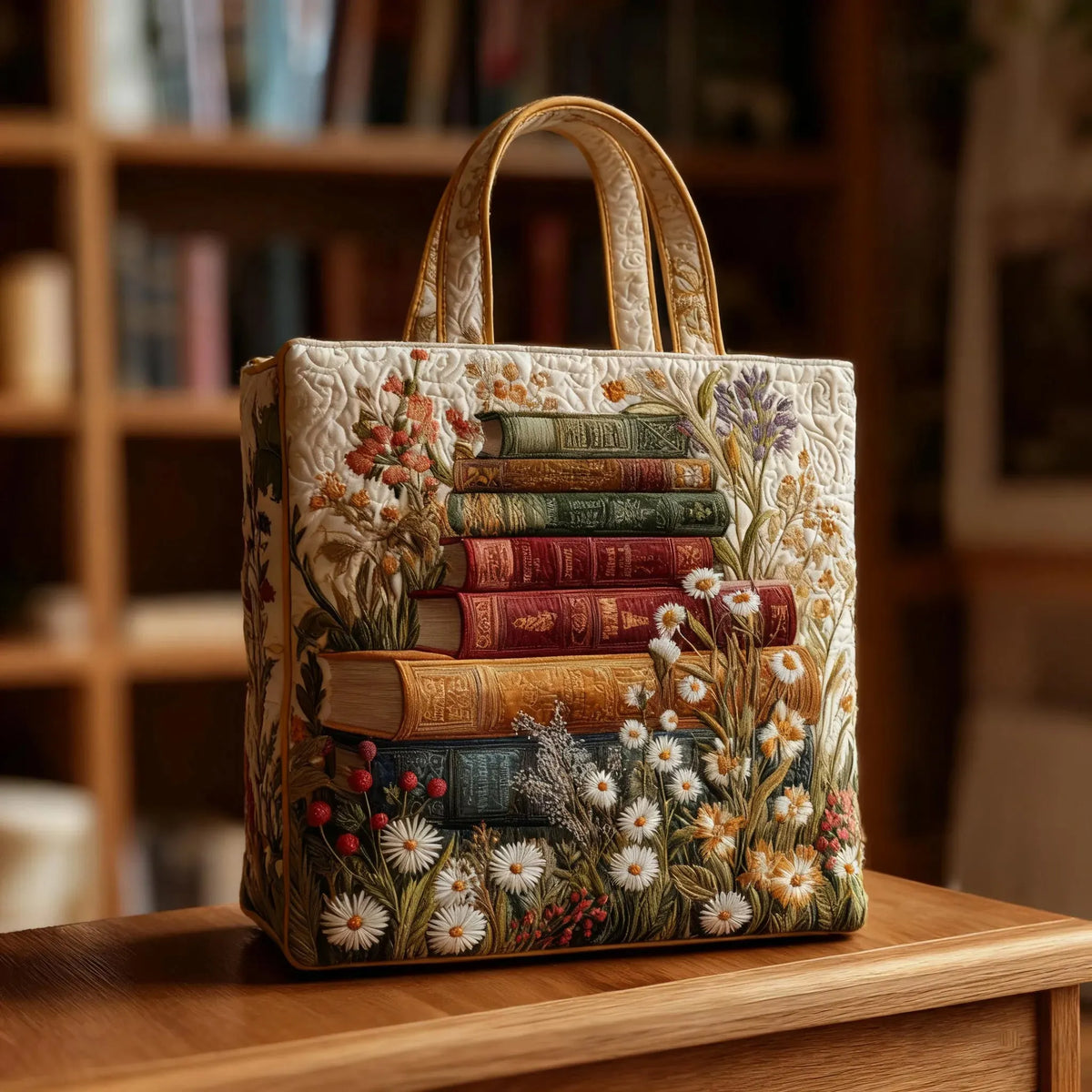 Floral Patchwork quilted tote bag