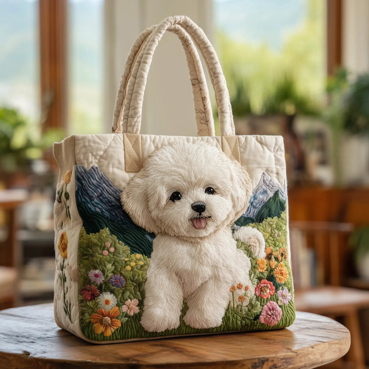 Enchanted Dog quilted tote bag