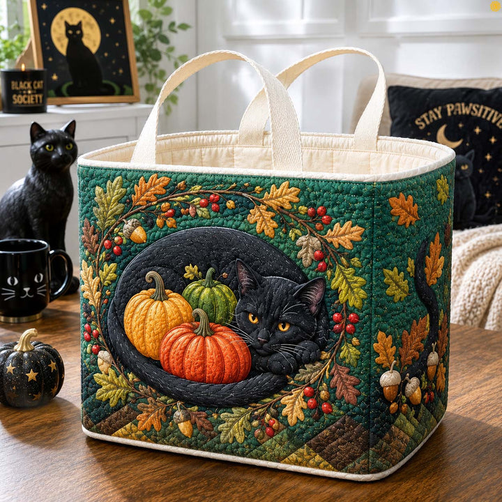 Golden Harvest Cat Quilted Storage Basket