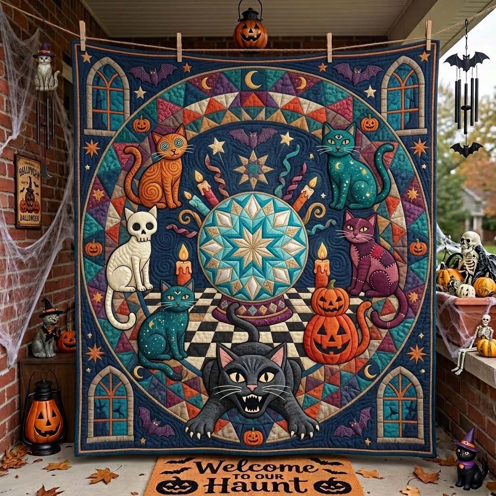 Cat Circle Quilted Blanket