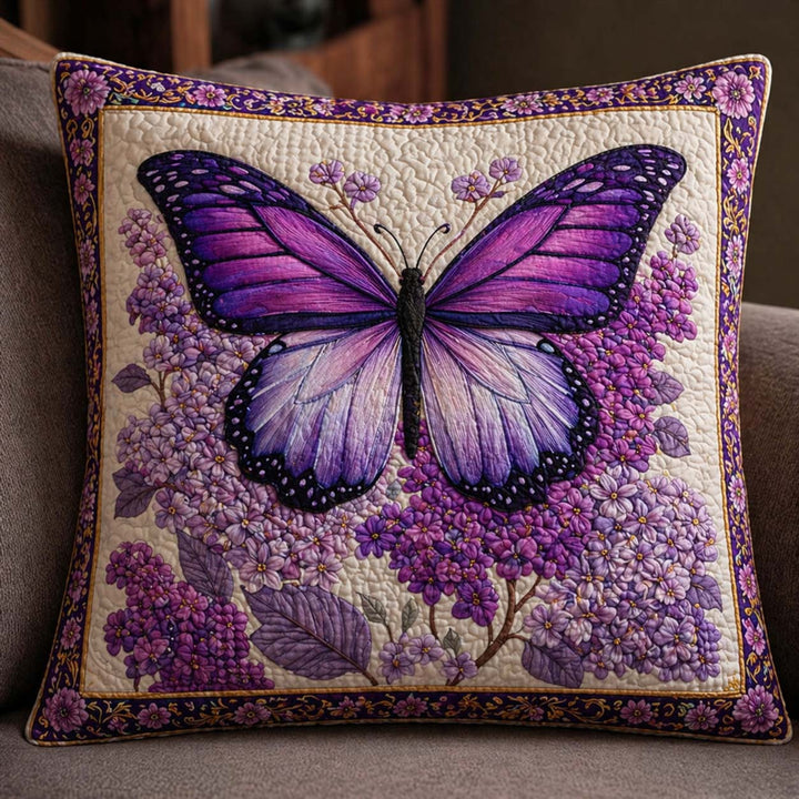 Lavender Butterfly Dream Quilted Pillow Case