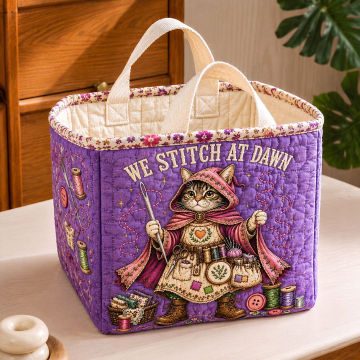 Stitching at Dawn Quilted Storage Basket