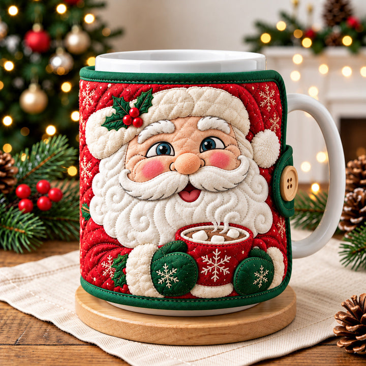 Santa Hot Cocoa Quilted Mug Cozy