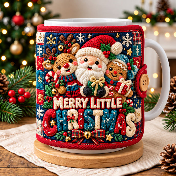 Merry Little Christmas Quilted Mug Cozy