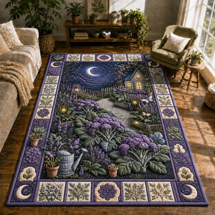 Moonlit Lavender Cottage Garden Area Rug
