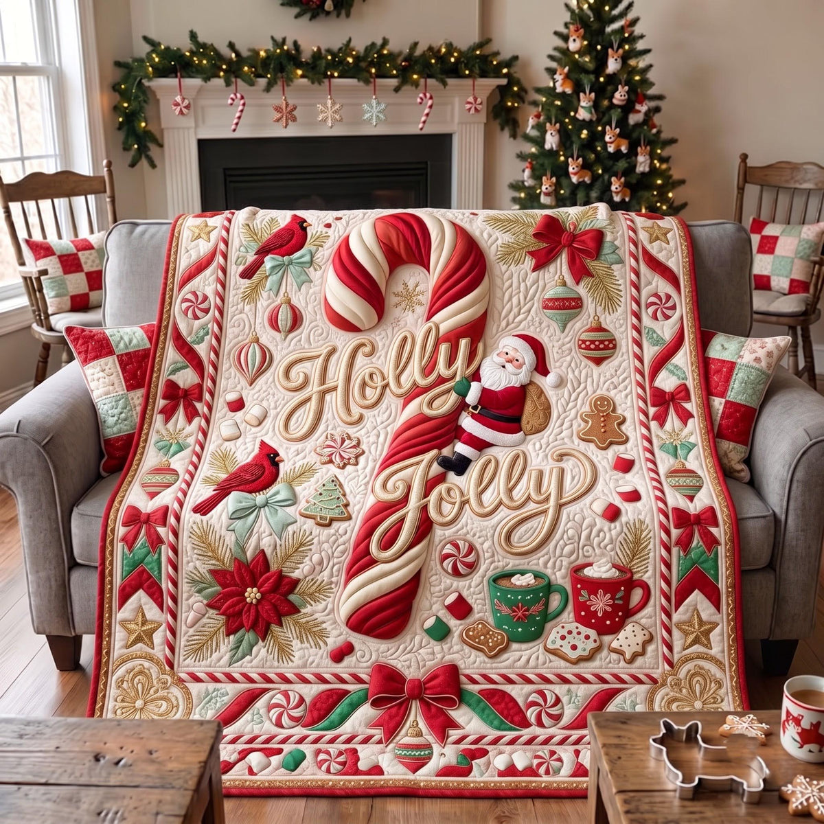 Holly Jolly Quilted Blanket