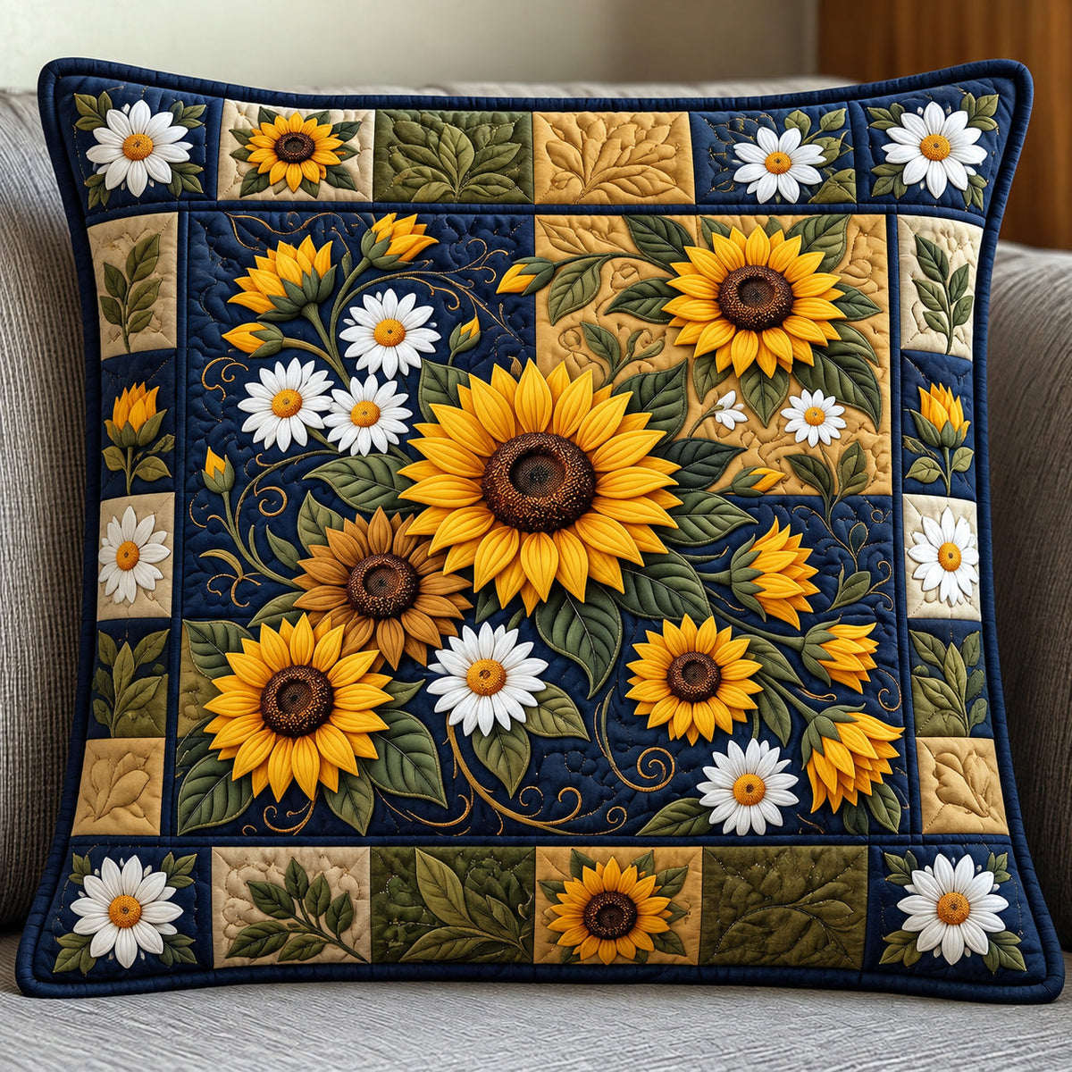 Sunflower Harvest Quilted Pillow Case