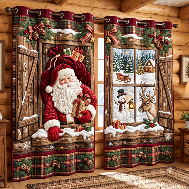 Santa's Cabin Quilted Curtains