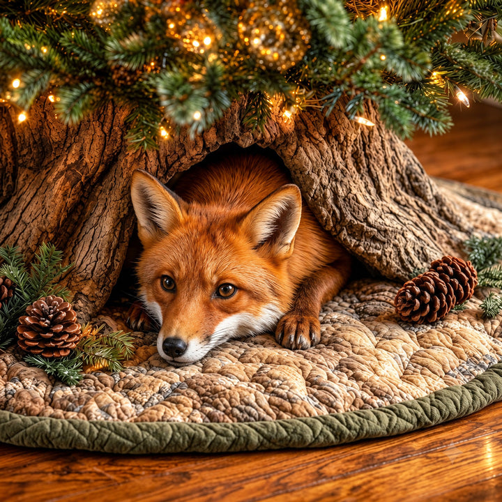 Fox Den Quilted Christmas Tree Skirt