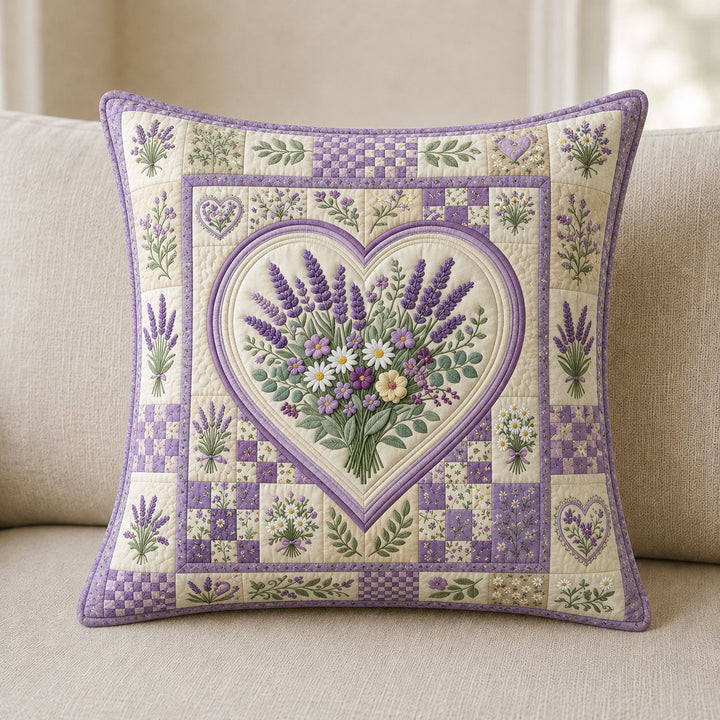 Floral Patchwork Quilted Pillow Case