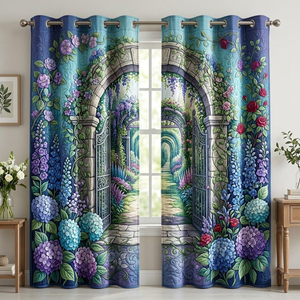 Flower Garden Quilted Curtains