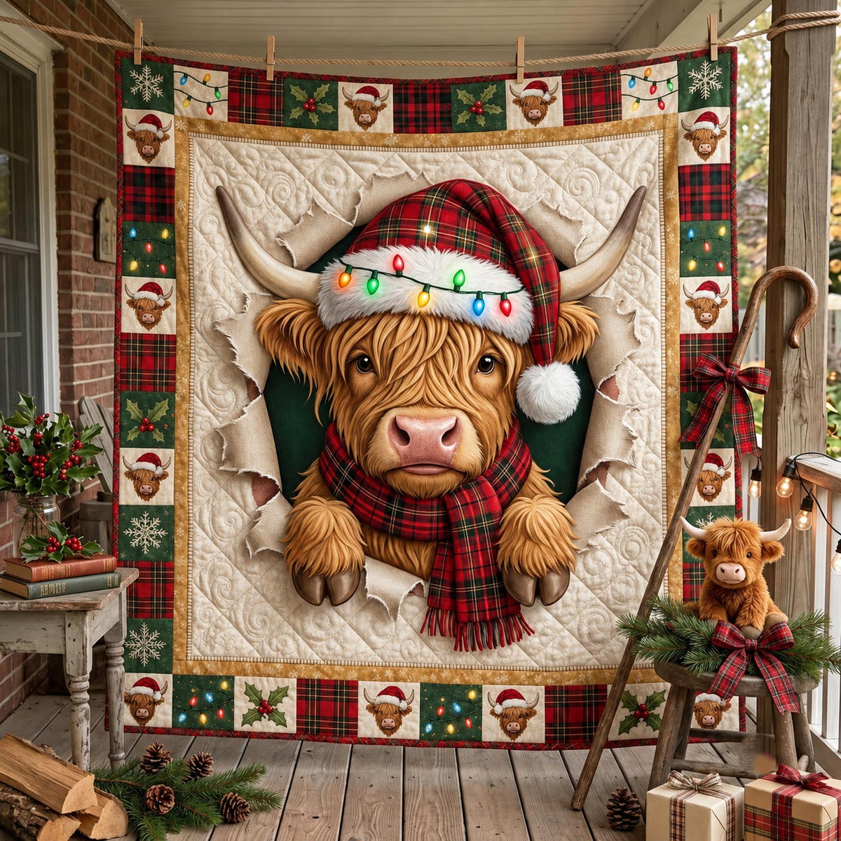 Highland Cow Quilted Blanket