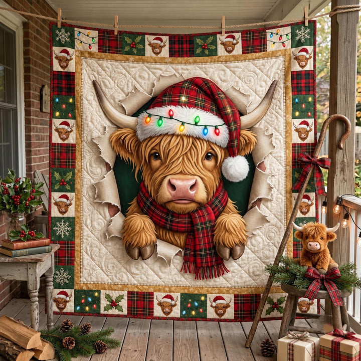 Highland Cow Quilted Blanket