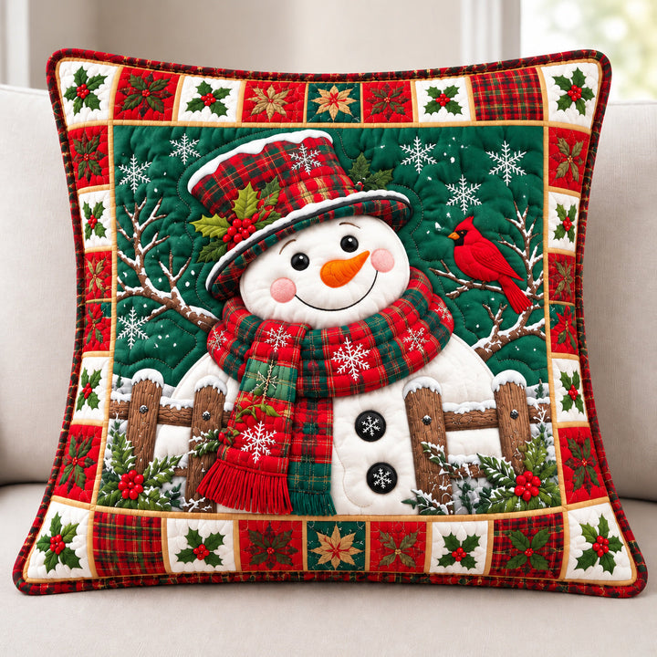 Jolly Snowman Quilted Pillow Case