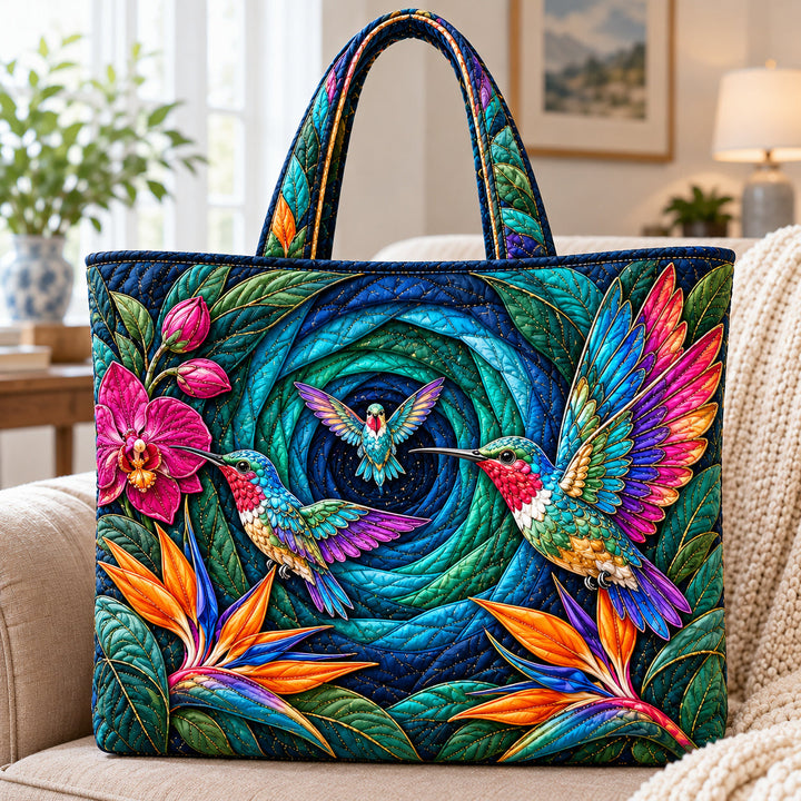 Hummingbird Enchanted Garden Quilted Tote Bag
