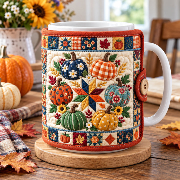 Pumpkin Country Charm Quilted Mug Cozy