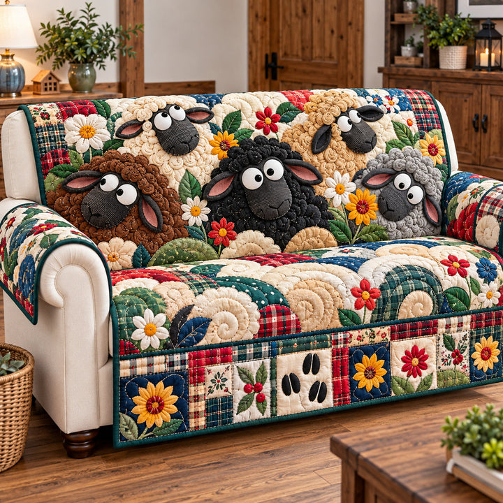 Funky Sheep Kaleidoscope Quilted Sofa Cover