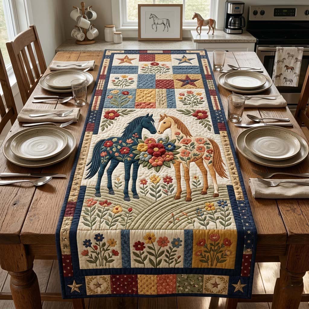 Saddle and Bloom Quilted Table Runner