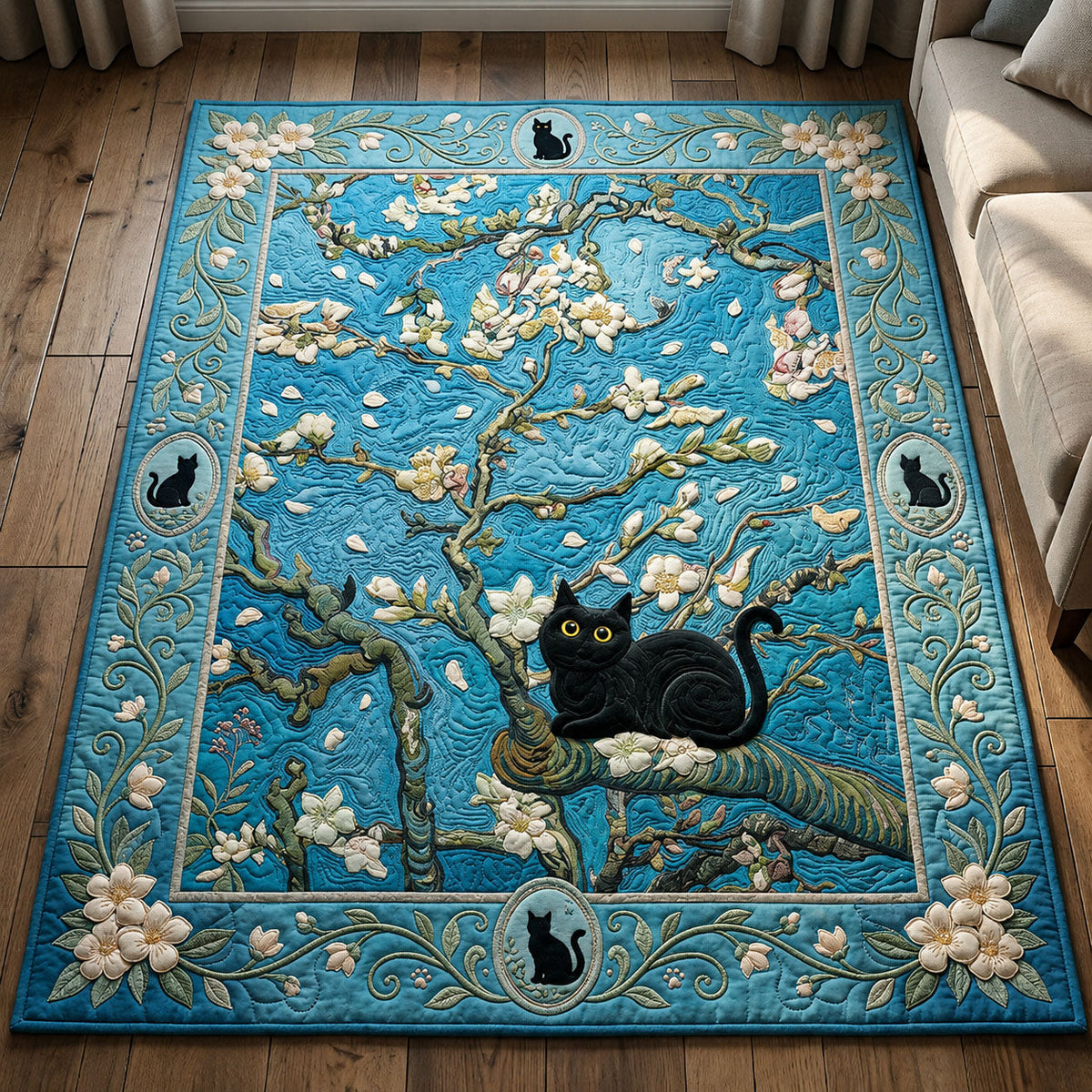 Almond Blossom Cat Area Rug