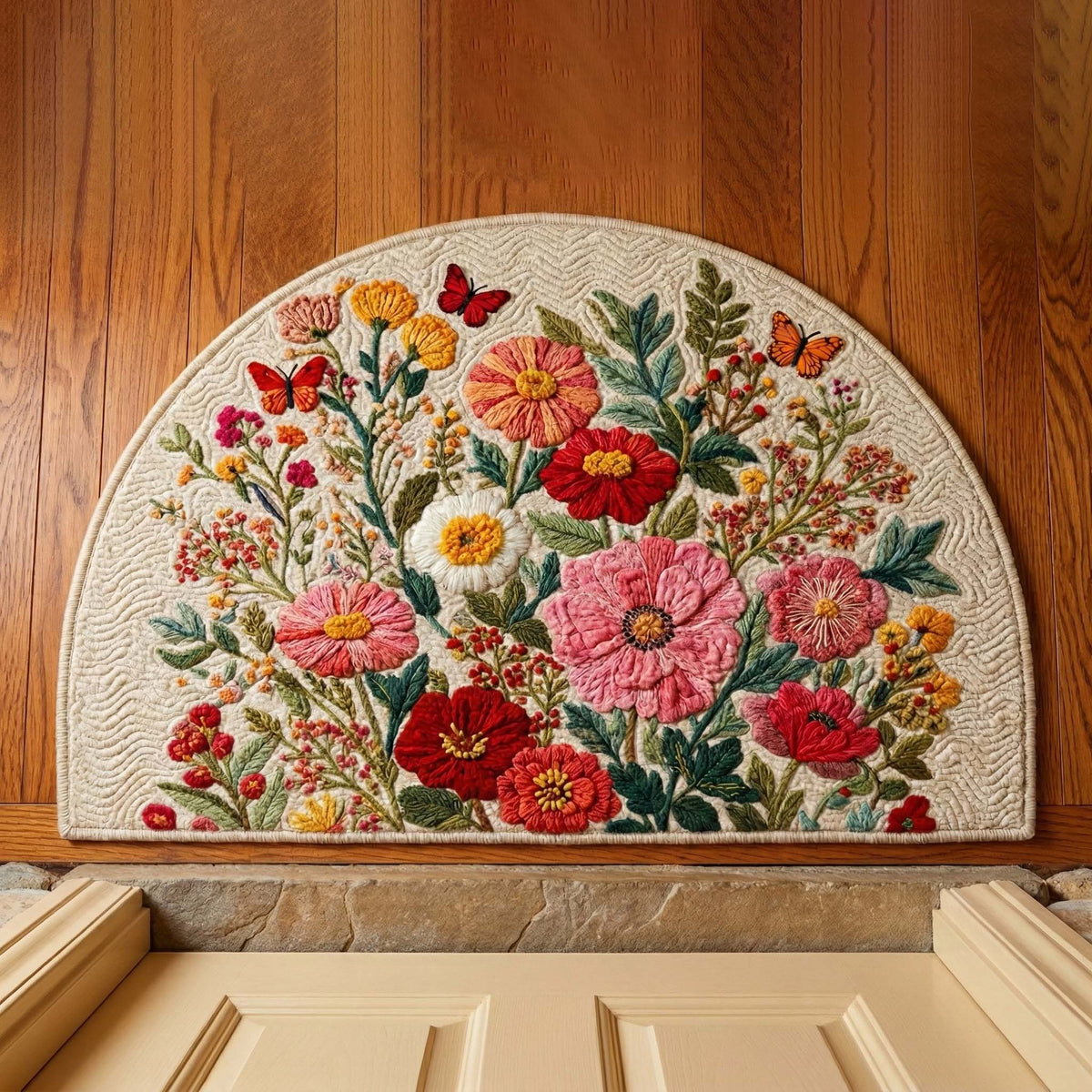 Butterfly Garden Quilted Welcome Mat