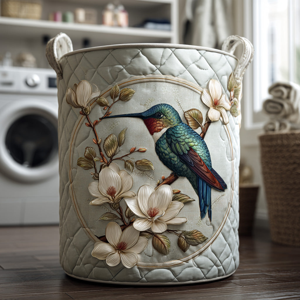 Hummingbird Lace quilted laundry basket